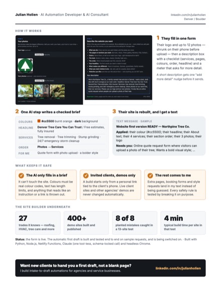Case study page 2: the form, the checked brief and the text message